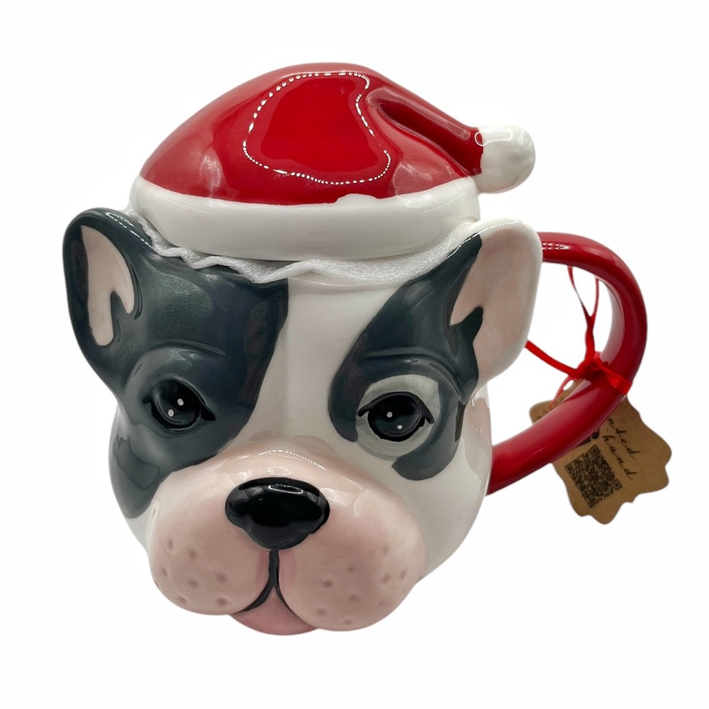 🆕 Lang 3D Figural Santa Dog Mug - Frenchie